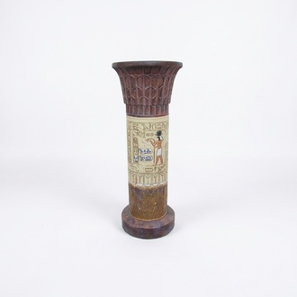 Ancient egyptian column style decorative flower stand with hieroglyphs 73 cm (C60)