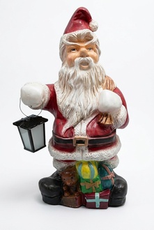 Decorative lighting sculpture designed as santa claus with lamp & presents 85cm