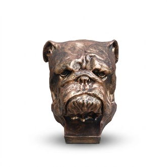 Full bronze colored decorative sculpture designed as a dog head 30cm A501