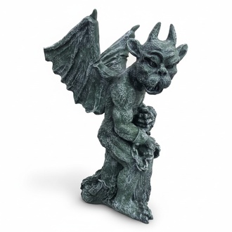 Decorative sculpture designed as a dark grey colored gargoyle with handcuffs 50cm G7