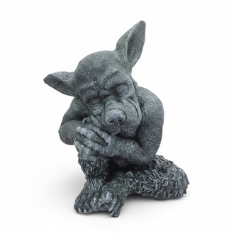 Decorative sculpture designed as a dark grey sleeping shaggy goblin 46cm G6