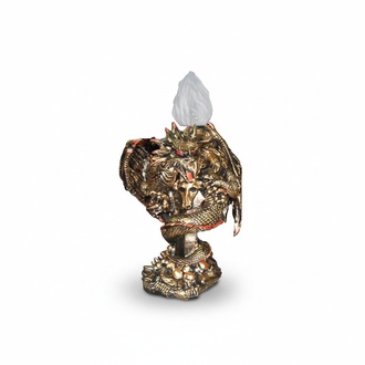 Decorative light sculpture designed as a dragon lamp with a colorful golden decorations 43cm N17