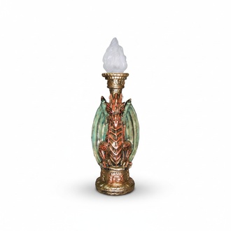 Decorative light sculpture designed as a dragon lamp with a colorful golden decorations 60cm N16