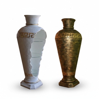 Decorative vase with shelves figure in antique greek style 180 cm height