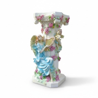 Antique roman column style decorative vase stand in flowers & angels 90cm