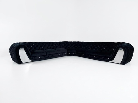 Fabric Sofa Couch Living Area Corner Design Modern Sofa Corner Sofa L-Form Black New