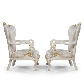 Wing Chair Armchair Design Upholstery Baroque Sofa Couch Textile Seat Living Room Style