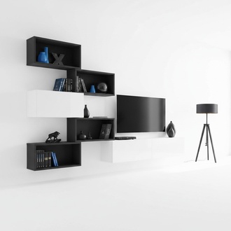 Modern wall unit black designer living room furniture wood TV stand