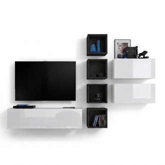 Living room complete furniture wall TV stand wooden designer wall shelf