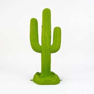Decorative sculpture designed as full green colored cactus figure 185cm