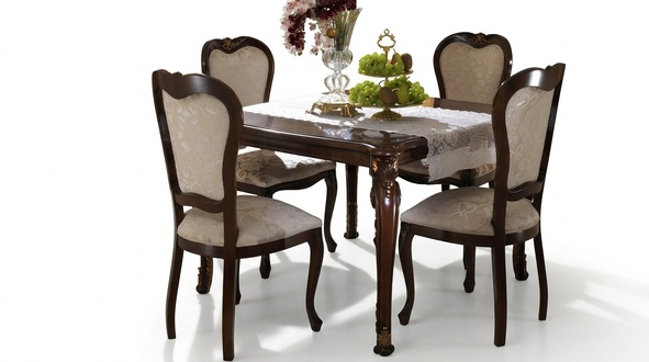 Design 4x chairs armchair set chair group dining room set wood arredoclassic
