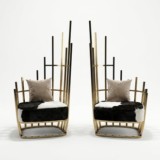 Design armchair metal lounge 6x set new set chair chairs relax group fur