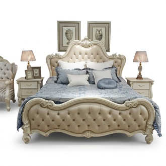 Baroque style made of real wooden massive double bed size 180x200cm Chesterfield design