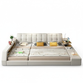 Design bed hotel double storage shelf 180x200 multifunctional bed luxury