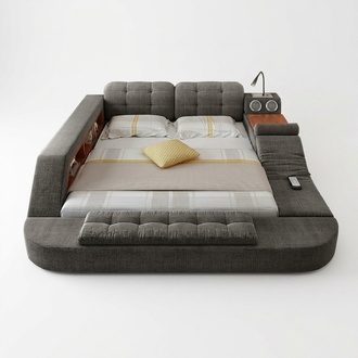 Design bed Upholstered beds Hotel Massage function Multifunction shelf