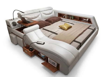 Design Bed XXL Big Leather Upholstery Beds Hotel 180x200cm Multifunction
