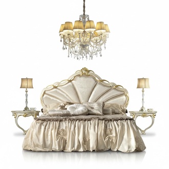 Design bedroom 3 parts Bed 2x bedside table Classic luxury bed set furniture