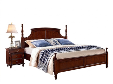 Design Bedroom 3pcs Bed 2x Bedside Tables Classic Bed Set