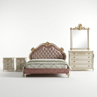 Design bedroom 5 pcs complete set bed bedside table chest of drawers Italian sets