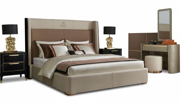Design Bedroom 6 Piece Complete Set Bed Bedside Table Dressing Table Bedsteads