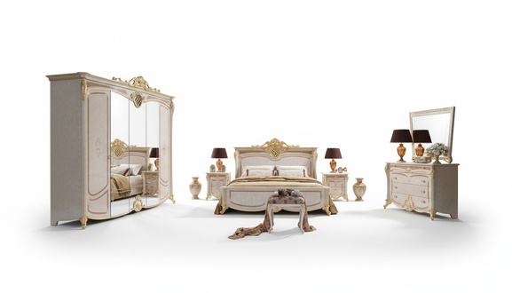 Design bedroom complete set bed bedside table chest of drawers New Italy 6-piece sets