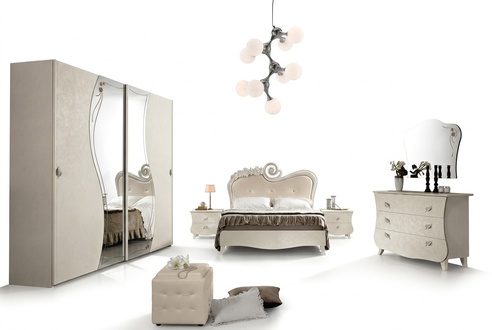 Design bedroom complete set bedside table wardrobe baroque rococo 6 pieces.