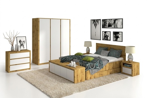 Design Bedroom Luxury Bed Nightstand Dresser 6pcs Bedroom Set Hotel