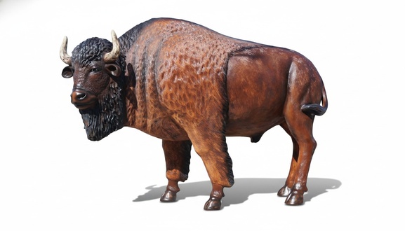 Decorative garden sculpture designed as buffalo figure 270cm length