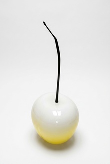 White gloss cherry decorative sculpture 64x25cm b461