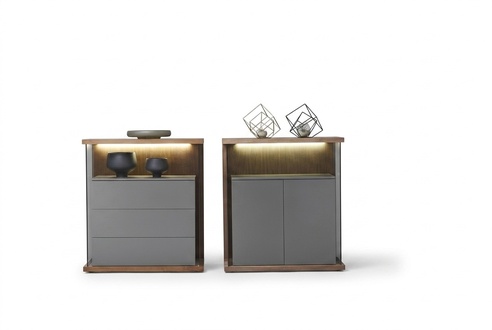 Design Chest of Drawers Set of 2 Side Lowboard Cabinet Shelf LED Living Room New