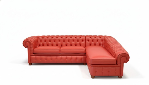 Design Chesterfield Corner Sofa Corner Couch Lounge Sofa Couch Red Leather Sofa New