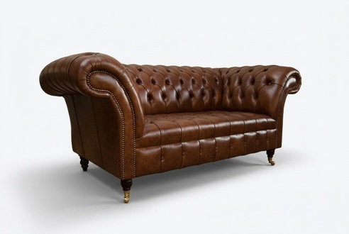 Design Chesterfield Sofa 2 Seater Couch Upholstery Leather Sofas Living Room Leather