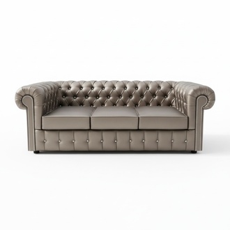 Chesterfield Classic Sofa 3-seater Gold Faux Leather With Cushions Living Room Comfortable Couch New