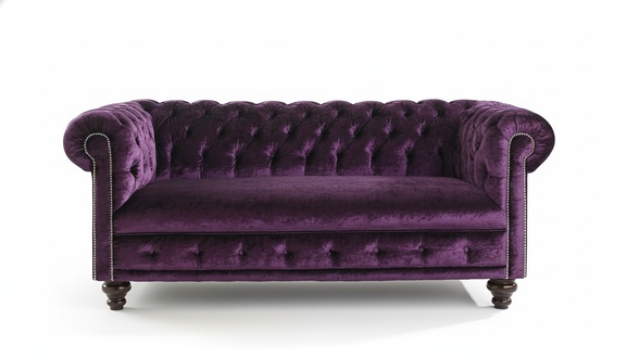 Design Chesterfield Sofa Set 2 Seater Fabric Couch Purple Upholstery Sofas Sofa