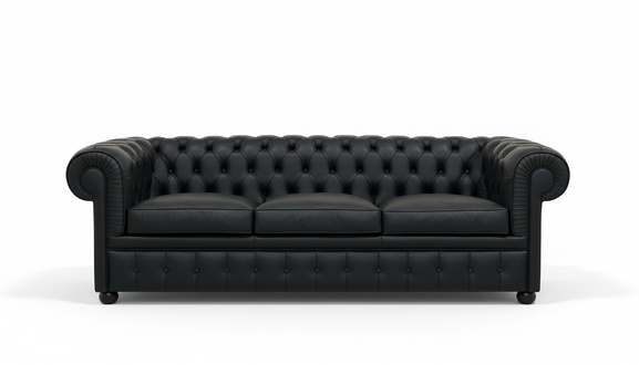 Design Chesterfield Sofa Set 3 Seater Leather Couch Black Upholstery Sofas Sofa