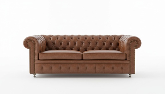 Chesterfield Sofa 3-Seater Brown Faux Leather Upholstery Premium Quality Couch With Cushions New
