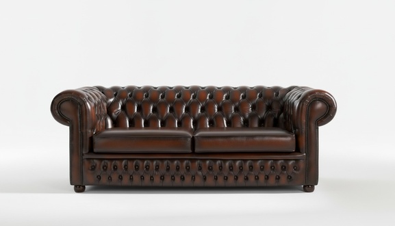 Classic Chesterfield Sofa 3-Seater Leather Brown Premium Design Living Room Couch