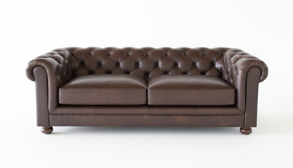 Chesterfield Sofa 3-Seater Classic Faux Leather Brown With Soft Cushions Living Room Couch