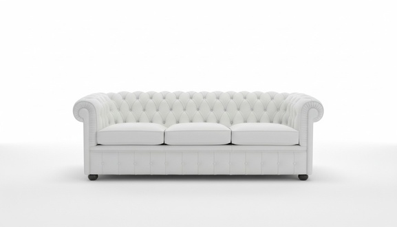 Design Chesterfield Sofa Set 3 Seater Leather Couch White Upholstery Sofas Sofa