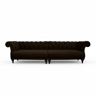 Chesterfield XXL 5-Seater Sofa Dark Faux Leather Comfortable Couch Living Room