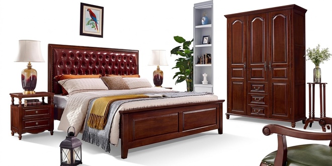 Design Classic Bed Furniture Bed 2 Bedside Tables 3pcs Bedroom Set