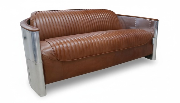 Design club 3 seater sofa leather sofa three seater vintage leather aluminum couches