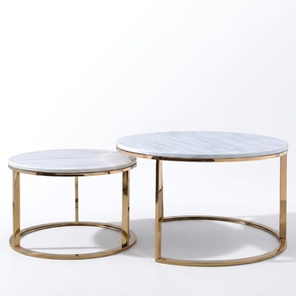Design Coffee Table Dining Table Living Room Metal + Glass Set New