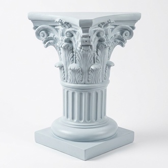 Decor stand in full gloss white colored designed as a antique corinthian column 78cm