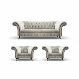 Design Complete Chesterfield 2x Armchairs Living Room Sofa Three-Seater Couch New