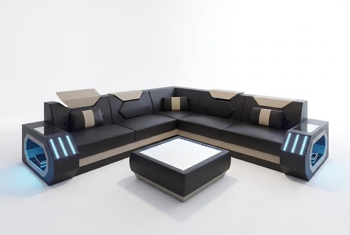 Design corner sofa corner sofa living room furniture leather upholstery couch sofa L shape + table
