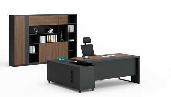 Design Corner Desk Filing Cabinet Office Furnishings Executive Room Furniture 2pcs Set