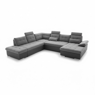 Design Corner Sofa Fabric L-Form Bed Function Couch Cushion Corner Modern Living Area