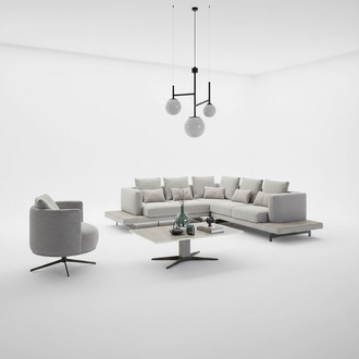 Design corner sofa L-shaped upholstered living room coffee table