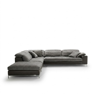 Design Corner Sofa L-shaped Textile Couch Prianera Modern Sofas Upholstery Grey New